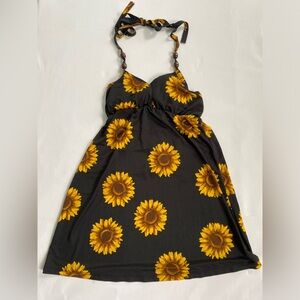 5th & Love Black Sunflower Dress Wooden Beads On Straps Soft & Comfortable